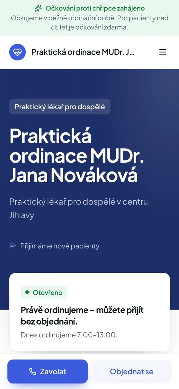 Web v motivu Moderní na telefonu